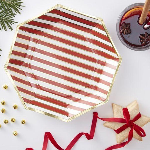 Gold Foiled Pin Striped Paper Plates - Lost Land Interiors