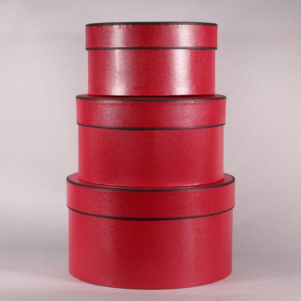 Red and Black Round Hat Boxes Set of 3 - Lost Land Interiors