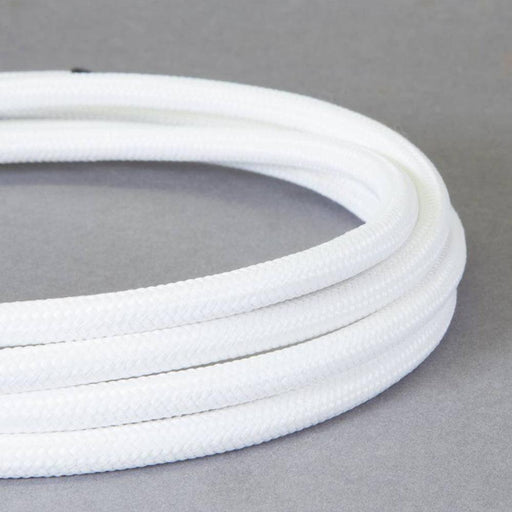 2 core Round Vintage Braided Fabric White Coloured Cable Flex 0.75mm~3250 - Lost Land Interiors
