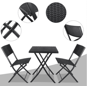 Outdoor Rattan Garden Bistro Set -  Table & Two Chairs Three Piece Set - Lost Land Interiors