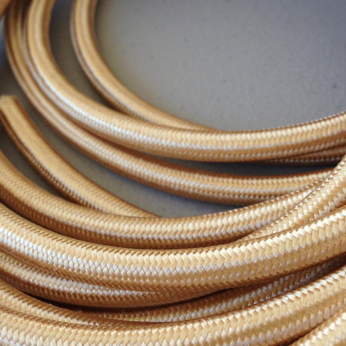 3 core Round Vintage Braided Fabric Rose Gold Colored Cable Flex~3196 - Lost Land Interiors