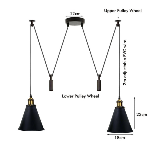 Retro Industrial Metal Cone Shape Bar Shade Black Ceiling Pendant Light~1125 - Lost Land Interiors