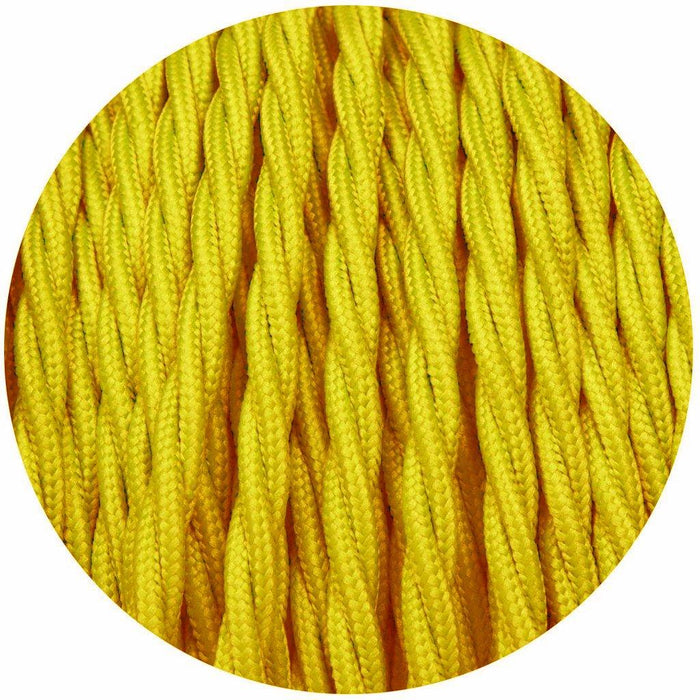 5m Yellow 2 Core Twisted Electric Fabric 0.75mm Cable~1770 - Lost Land Interiors