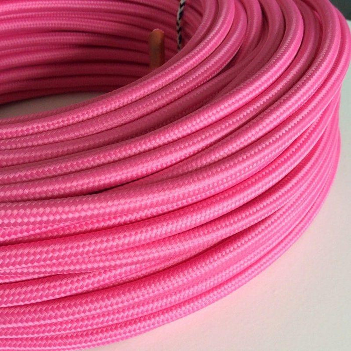3 core Round Rayon Vintage Braided Fabric Pink Cable Flex 0.75mm~3189 - Lost Land Interiors