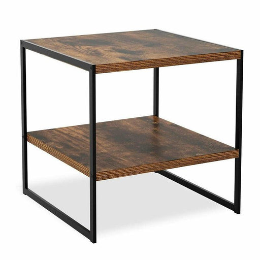 Industrial Bedside Table Corner Desk Rustic Coffee Table with Storage Cabinet Vintage Metal Side End Table Unit Indoor Furniture - Lost Land Interiors