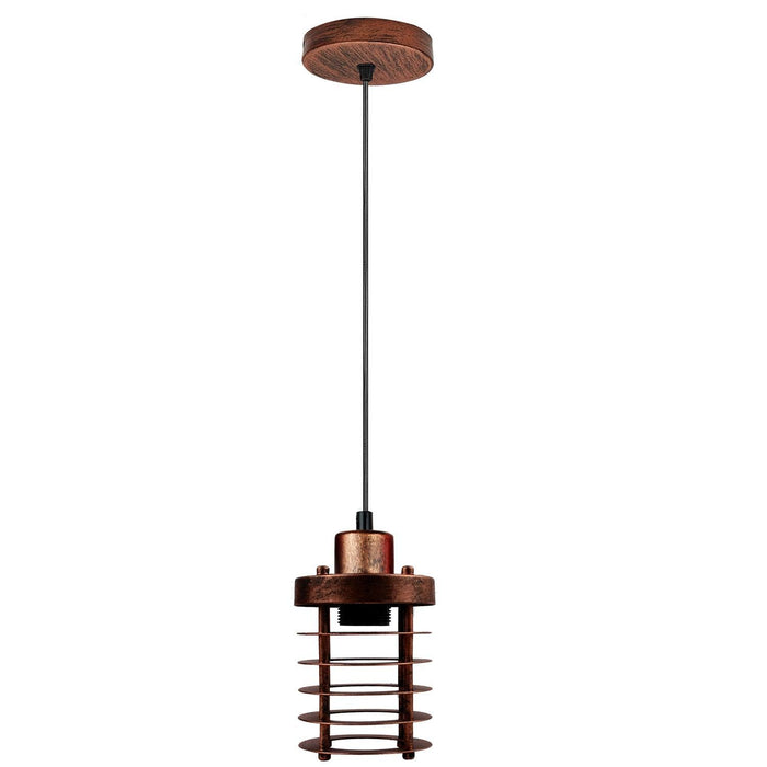 Modern Retro Step round Rustic Red cage pendant light round ceiling base ~4036 - Lost Land Interiors