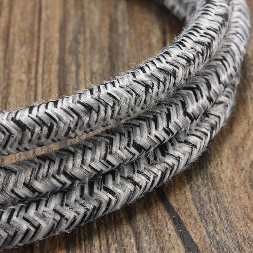 3 core Round Vintage Braided Fabric Black+White+Grey Multi Tweed Coloured Cable Flex 0.75mm~2993 - Lost Land Interiors