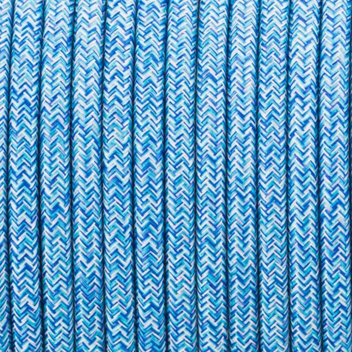 3 core Round Vintage Braided Fabric Blue Multi Tweed Coloured Cable Flex 0.75mm~2994 - Lost Land Interiors