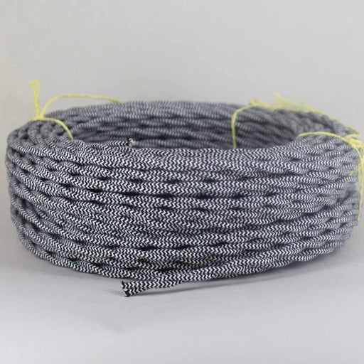 2 Core Twisted Electric Cable Black and White color fabric 0.75mm~3006 - Lost Land Interiors