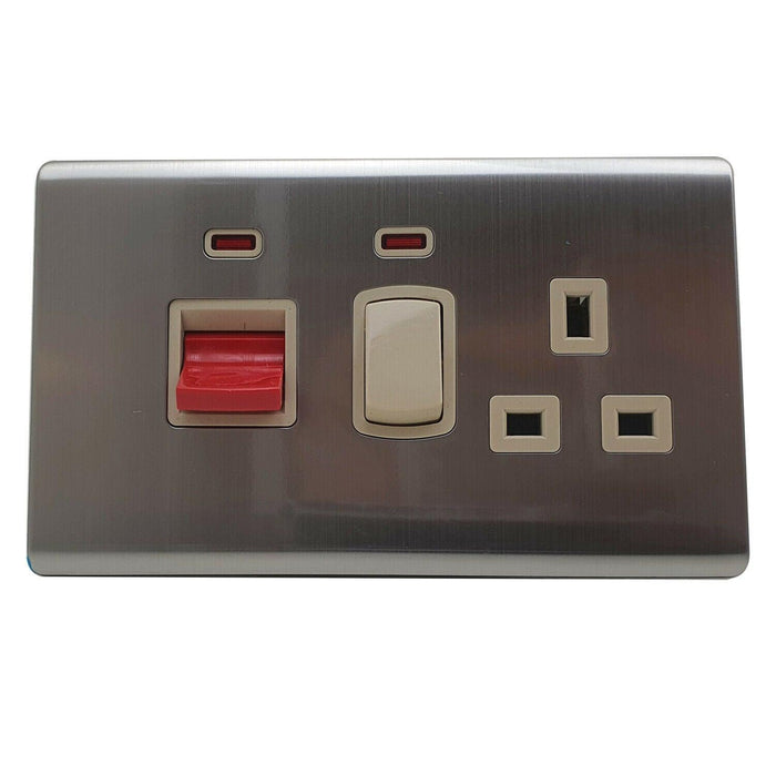 Double Wall UK Plug Socket 2 Gang 13A with/without USB Charger Port Outlet Plate~3869 - Lost Land Interiors