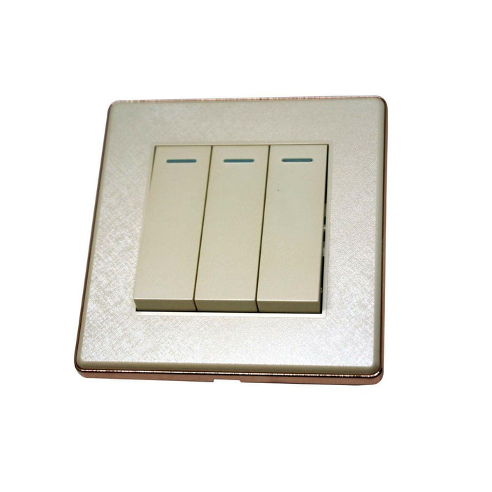1/2/3 Gang Wall Switch Screw less Brushed Gold/Textured Cream/White Finish UK~3616 - Lost Land Interiors