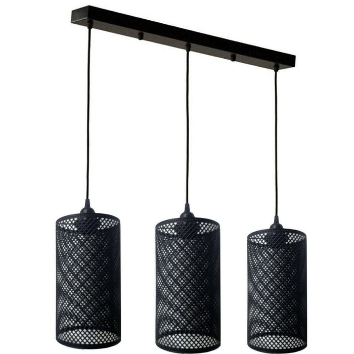 3 Light Barrel shape Large Fitting Net Wire Cage Shade Ceiling Industrial Geometric~2370 - Lost Land Interiors