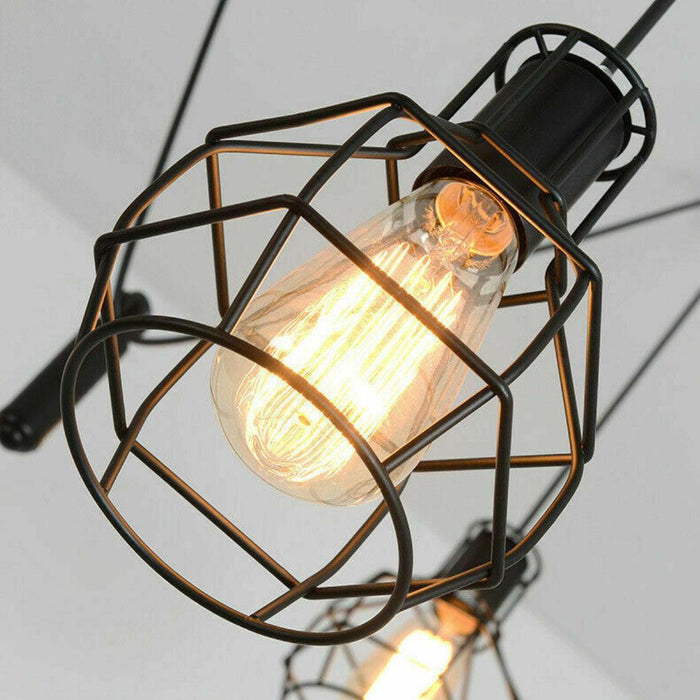 Black Spider Chandelier with Wire Cage 6 Out Let Pendant Light~2018 - Lost Land Interiors