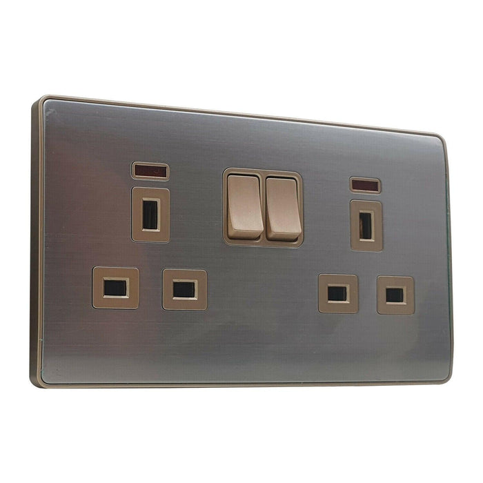 Double Wall UK Plug Socket 2 Gang 13A with/without USB Charger Port Outlet Plate~3869 - Lost Land Interiors