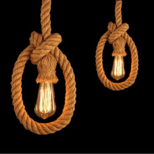 2m Rope Cage Vintage Ceiling Pendant Light Lampshade~3618 - Lost Land Interiors