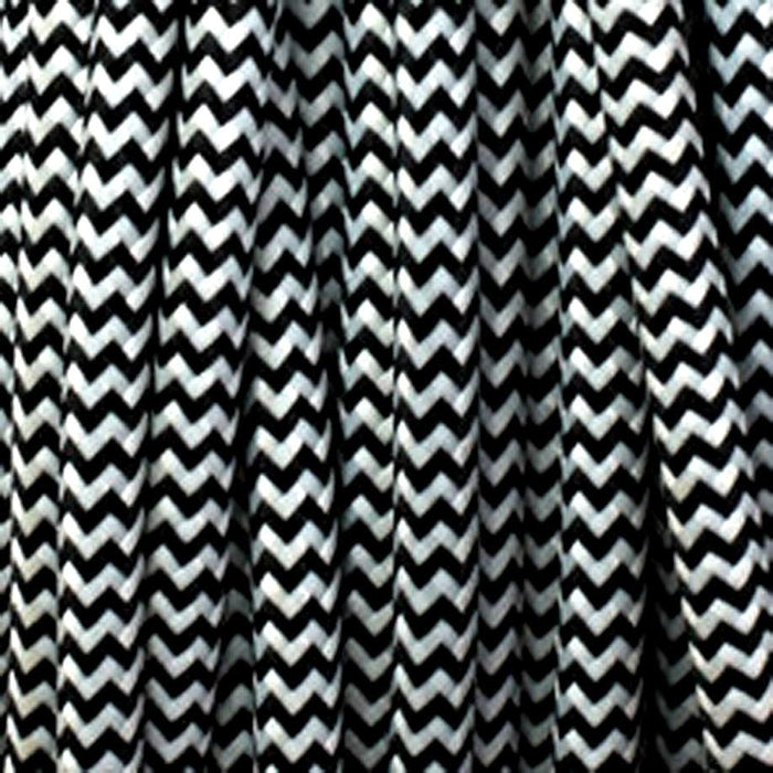 2 core Round Vintage Braided Fabric Black and White Cable Flex 0.75mm~3248 - Lost Land Interiors