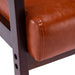 Faux Leather and Walnut Wood Armchair - Lost Land Interiors