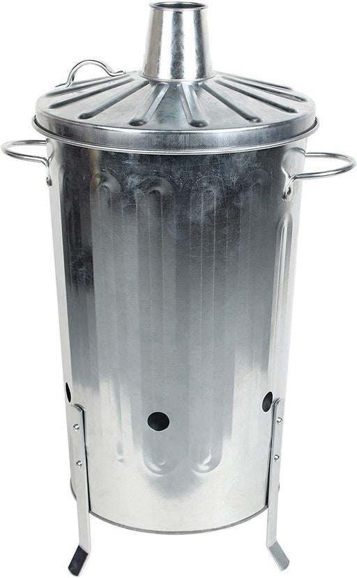 18L Small Garden Galvanised Metal Incinerator Fire Burning Bin for Wood Paper Leaves - Lost Land Interiors