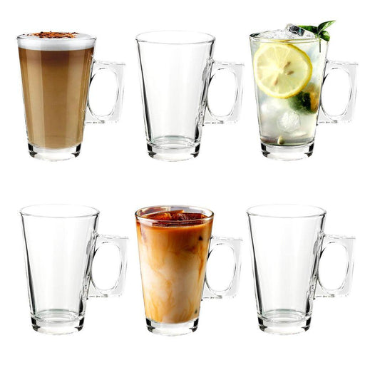 Latte Glasses 240ml Tea Coffee Cappuccino Hot Chocolate Glass Cups Mugs  spoons