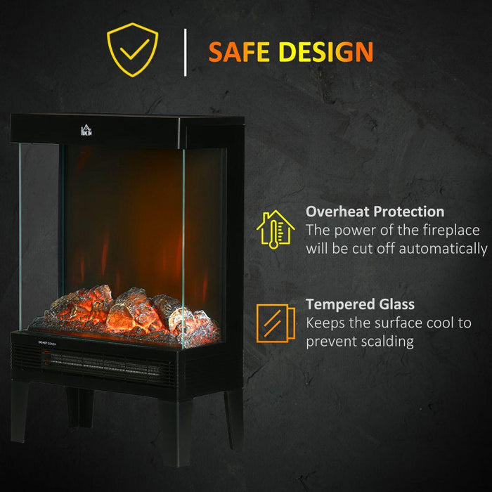 Fireplace Heater, Quiet LED Flame Effect Overheating Protection 1000/2000W - Lost Land Interiors