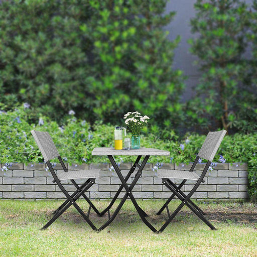 3 PCs Outdoor Rattan Garden Bistro Table & Chairs Set - Lost Land Interiors