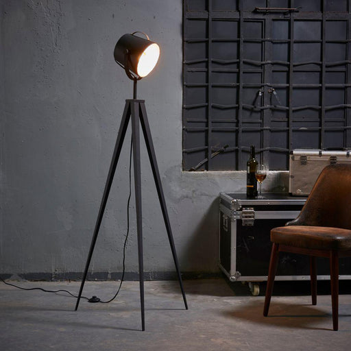 Tripod LED Standard Floor Lamp Black Gold Modern Lighting - Lost Land Interiors