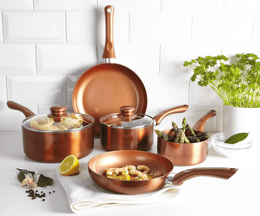 Cermalon® 5Pcs Copper Non-Stick Ceramic Coating Saucepans & Frying Pans Cookware Set - Lost Land Interiors