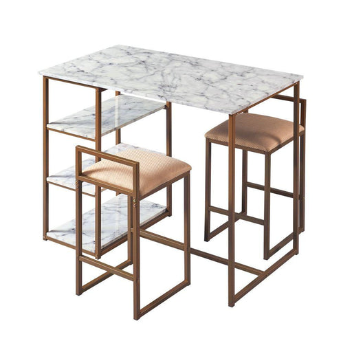 Breakfast Dining Set, Bar Table & 2 Padded Stool Chairs & Storage - Lost Land Interiors