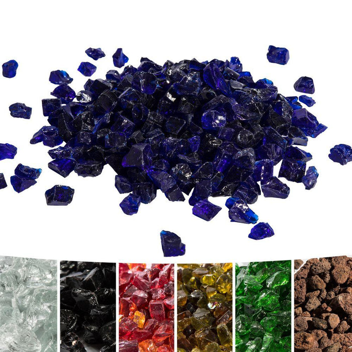 4kg Blue Tempered Fire Glass, Lava Rocks for Outdoor Gas Fire Pits - Lost Land Interiors