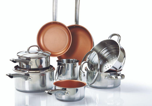 Cermalon 11 pieces Cookware Set Stainless Steel Copper Non-Stick Healthy Cooking - Lost Land Interiors