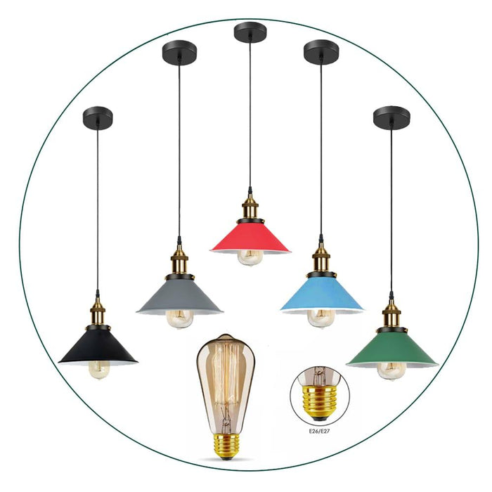 Vintage E27 Ceiling Pendant Light Lampshade Industrial Pendant Lamp Bulb Holder~2062 - Lost Land Interiors